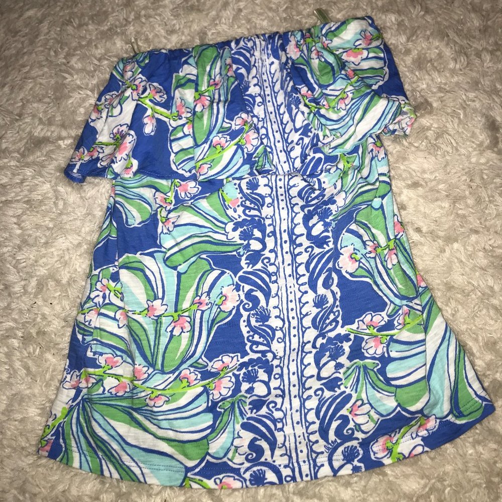 Lilly Pulitzer preppy strapless ruffle top